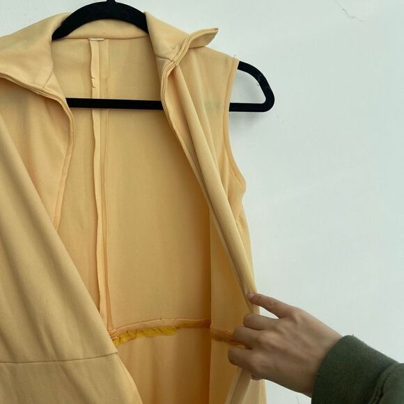 Vintage Handmade Yellow Wide Leg Zip Up Jumpsuit - Small - Picture 12 of 14